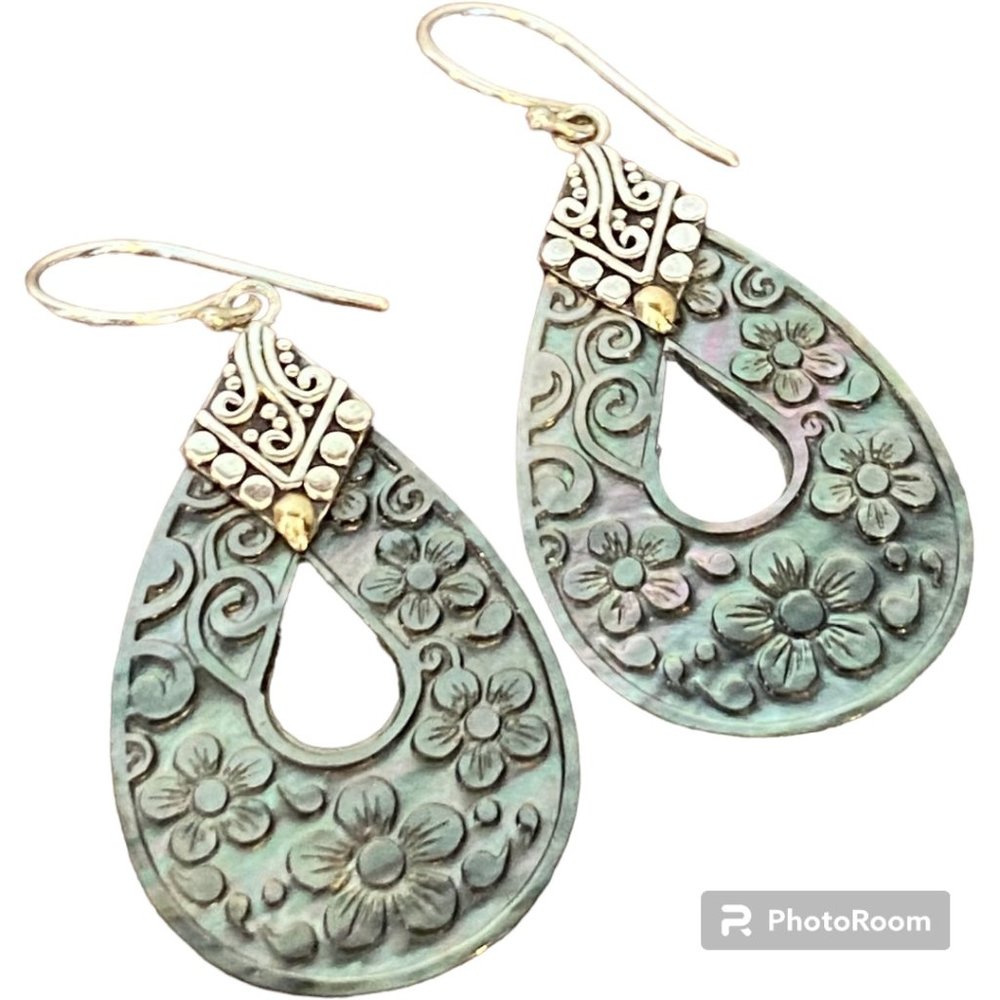 Ross-Simons Mother-of-Pearl Floral Drop Earrings